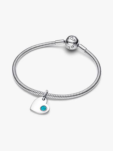 Engravable Heart Turquoise Blue Stone Dangle Charm