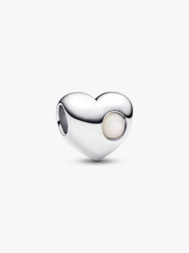 Engravable White Stone Heart Charm