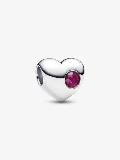 Engravable True Red Stone Heart Charm
