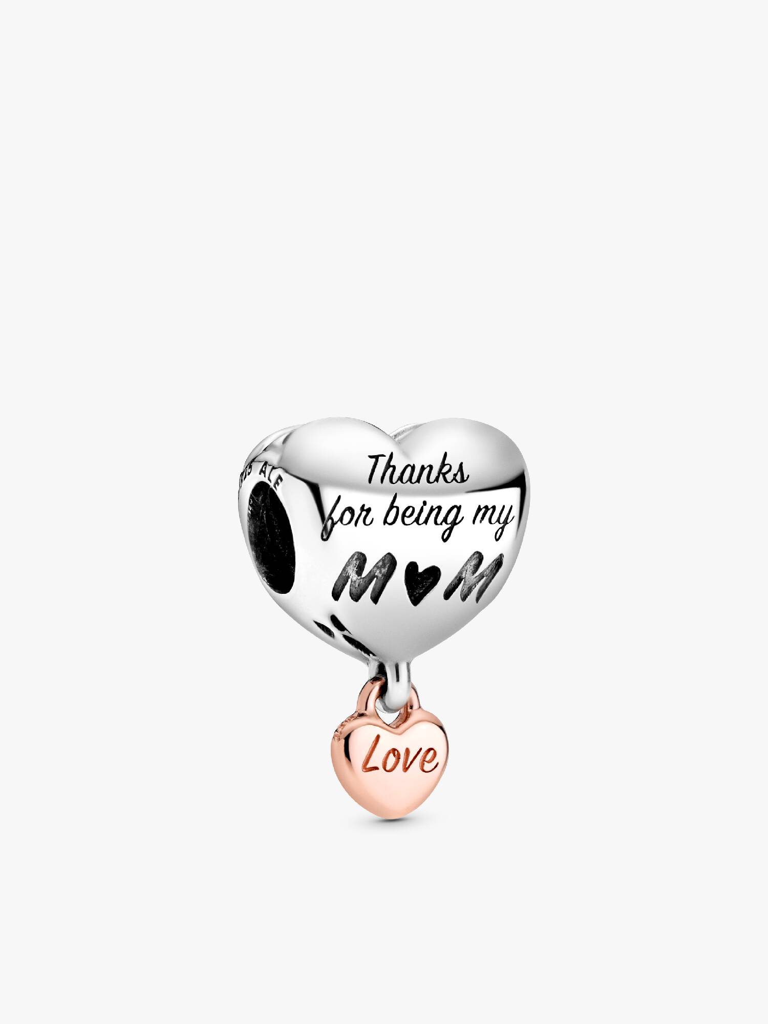 Heart sterling silver and 14k rose gold-plated charm