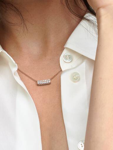 Pandora Timeless Pavé Double-row Bar Collier Necklace