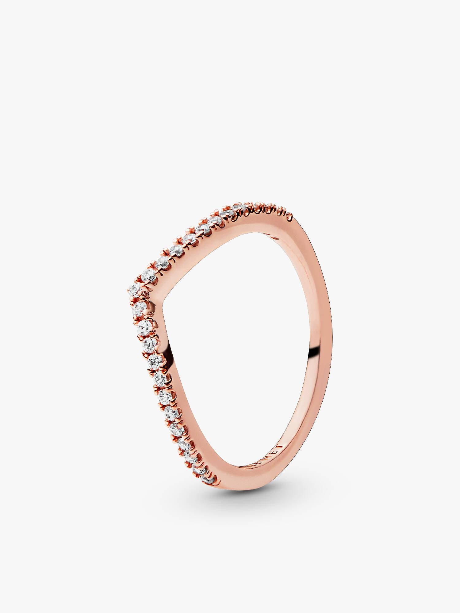 Wishbone 14k rose gold-plated ring with clear cubic zirconia