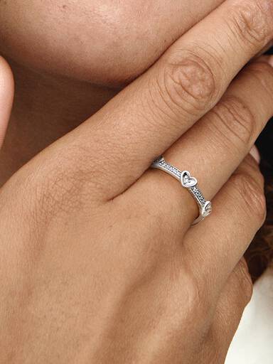 Radiant Sparkling Hearts Ring