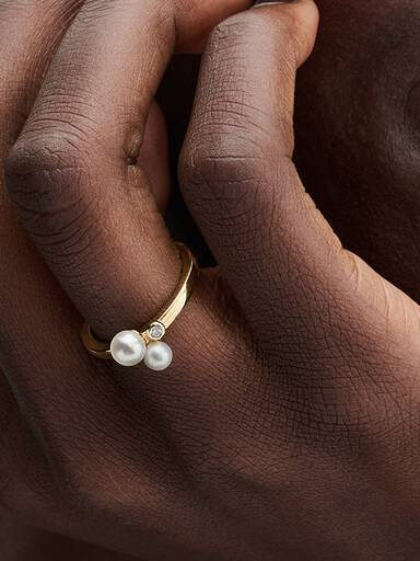 Duo Treated Freshwater Cultured Pearls Ring