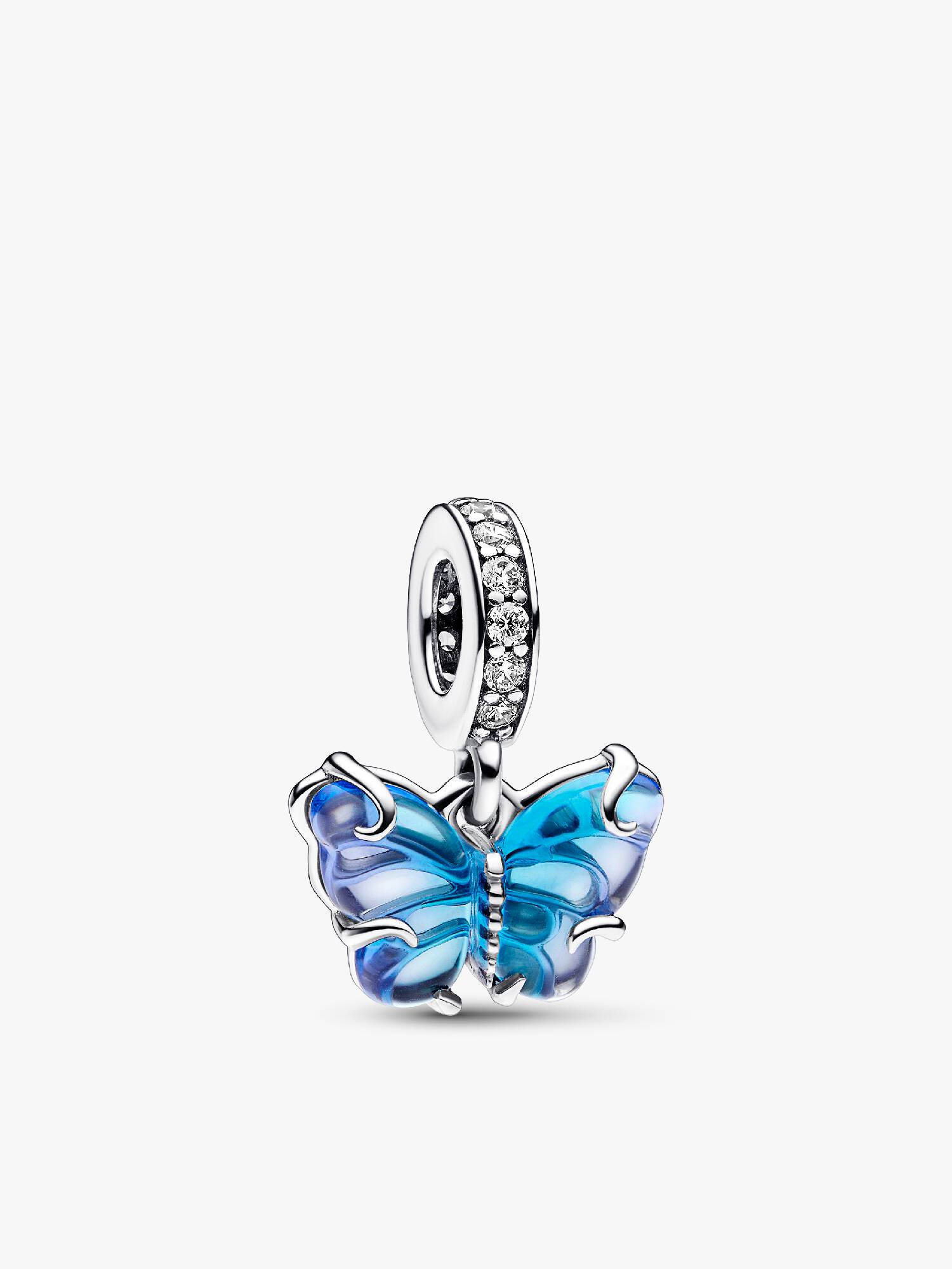Blue Murano Glass Butterfly Dangle Charm