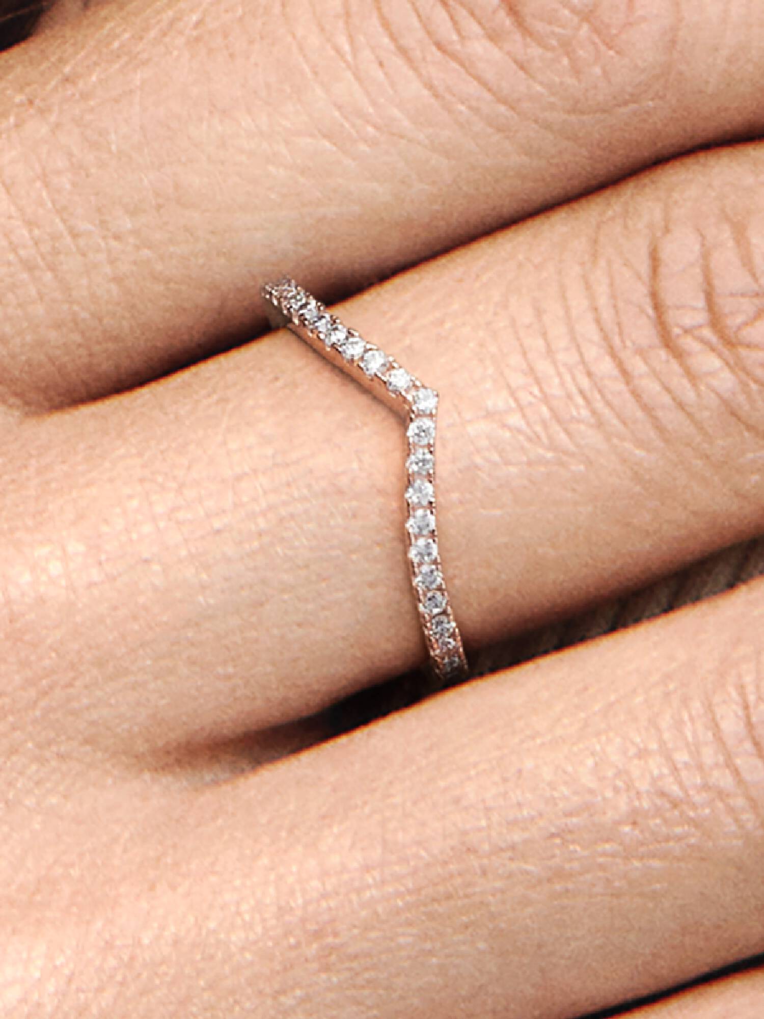 Wishbone 14k rose gold-plated ring with clear cubic zirconia