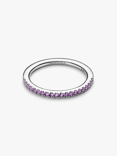 Sterling silver ring with fancy purple cubic zirconia