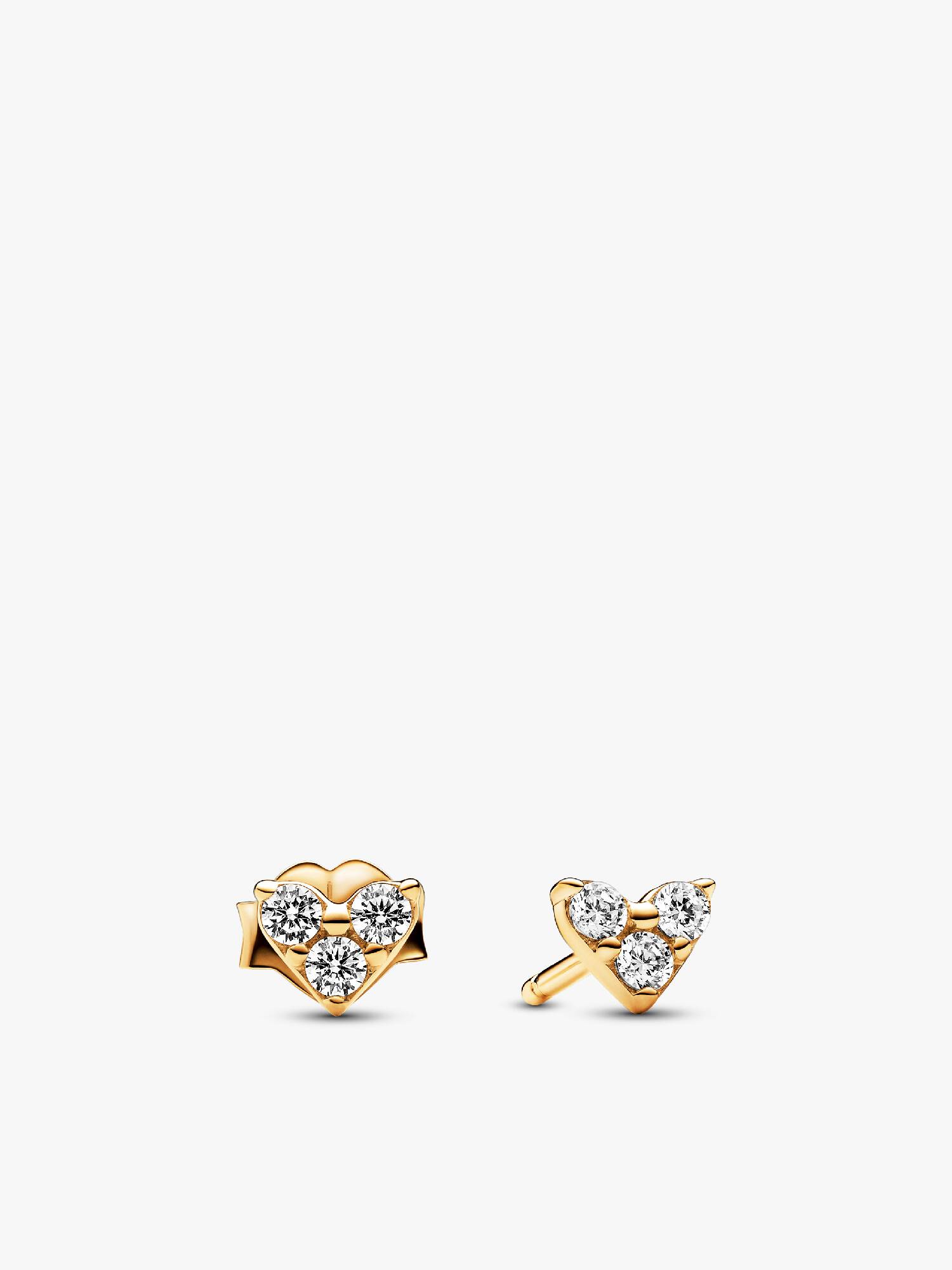 Triple Stone Heart Stud Earrings