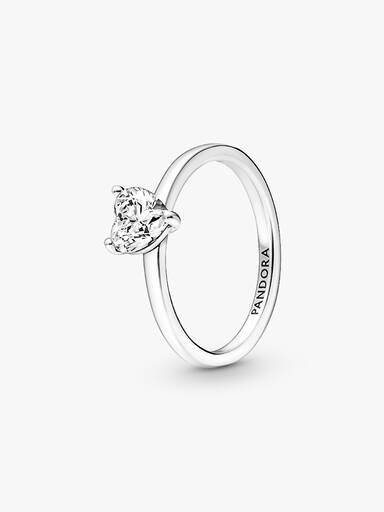 Sparkling Heart Solitaire Ring