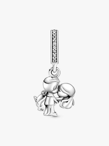 Married couple sterling silver dangle with clear cubic zirconia