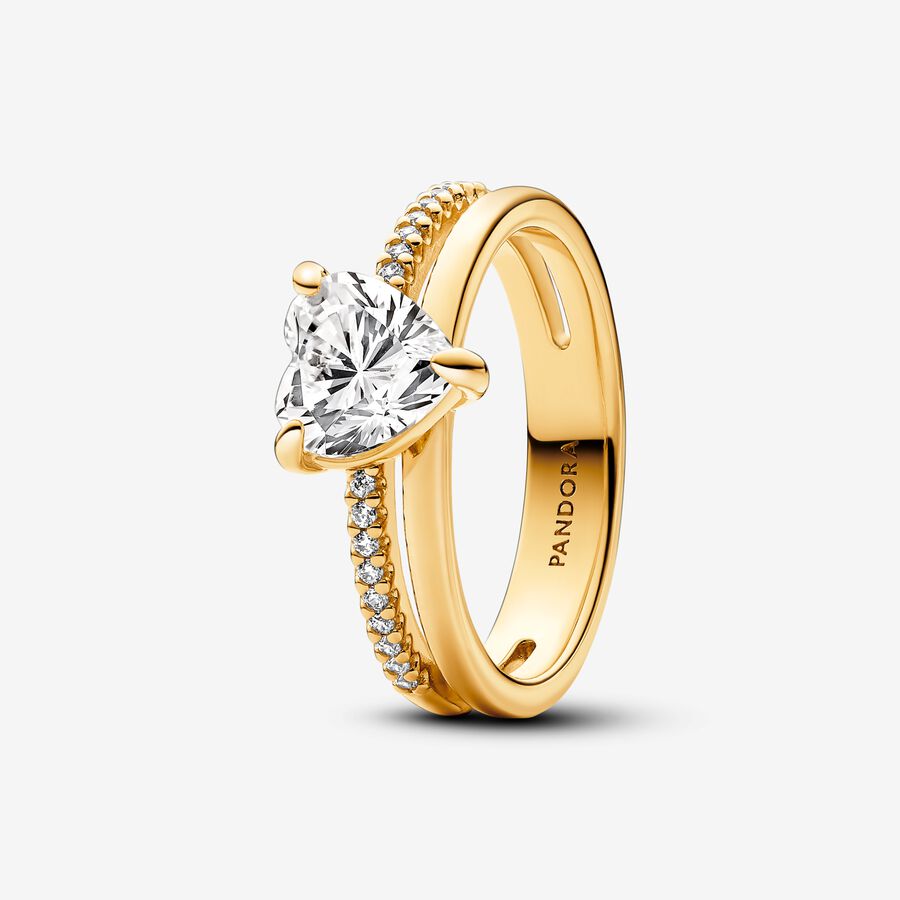 Double Band Heart Ring, Gold plated