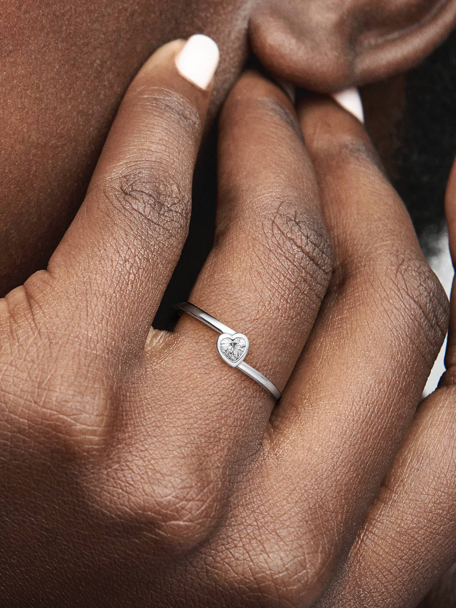 Clear Tilted Heart Solitaire Ring