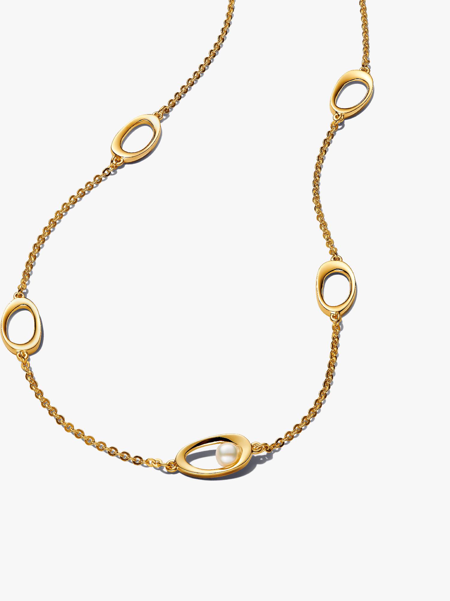 Organically Shaped Oval & Treated Freshwater Cultured Pearl Necklace