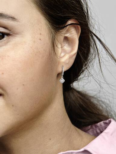Square Sparkle Hoop Earrings