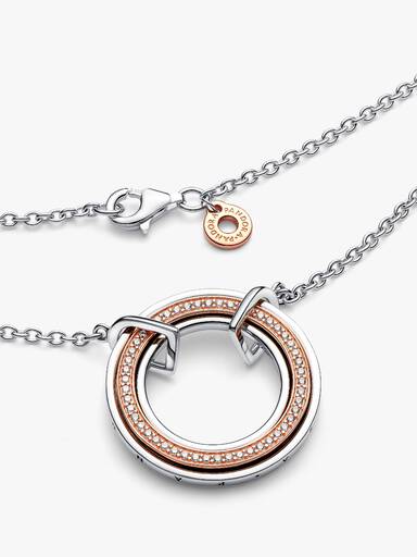 Pandora Signature Two tone Logo & Pavé Necklace