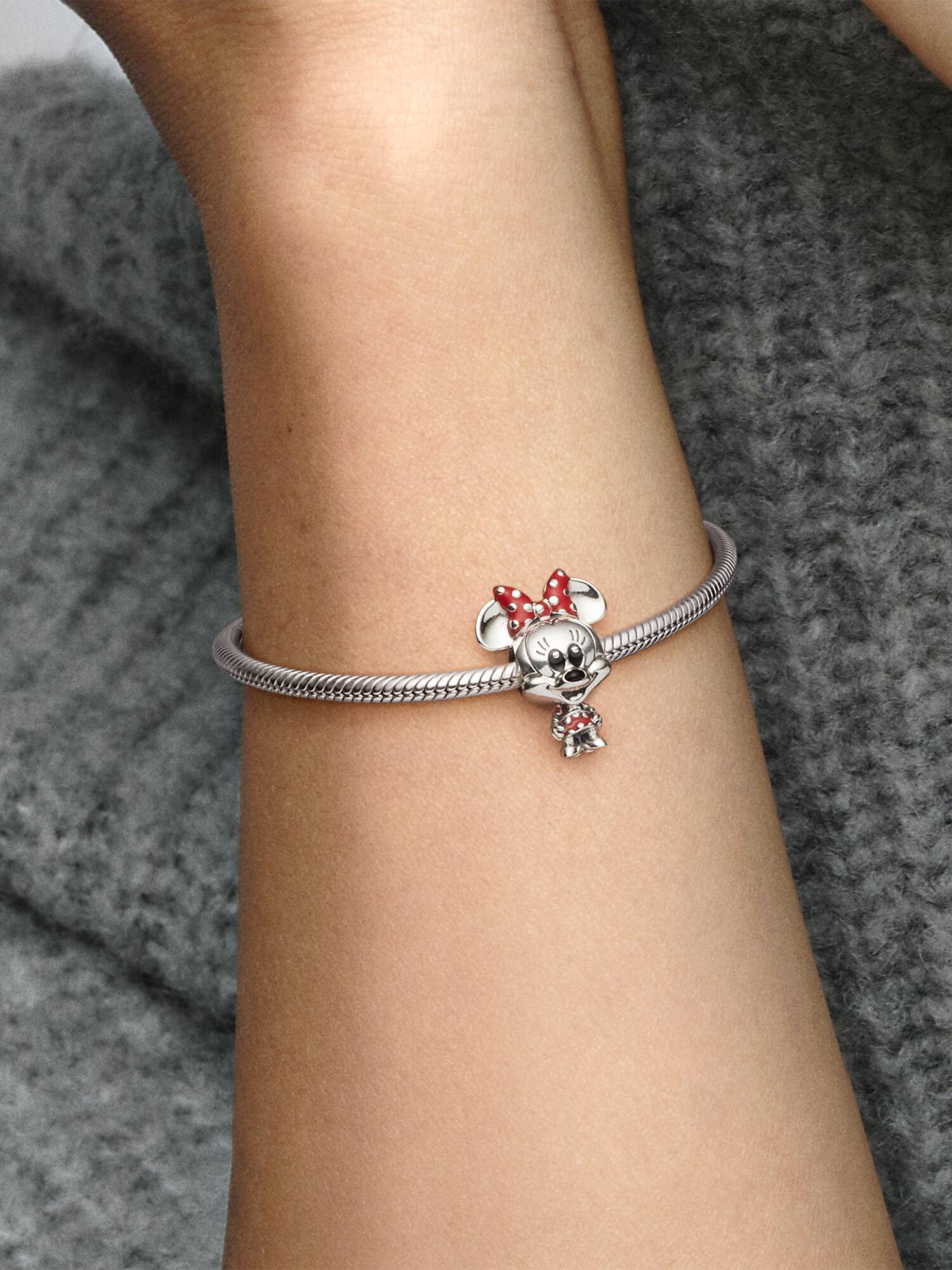 Disney Minnie sterling silver charm with red and black enamel