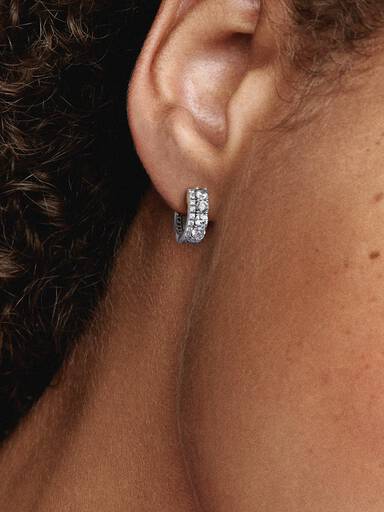Double Band Pavé Hoop Earrings