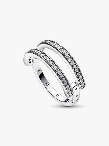 Pandora Signature Logo & Pavé Double Band Ring
