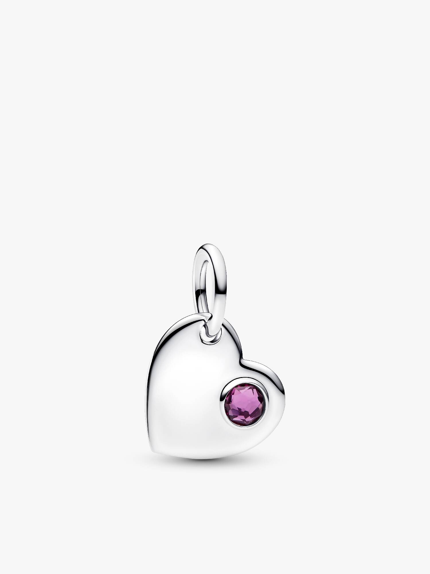 Engravable Heart Purple Stone Dangle Charm