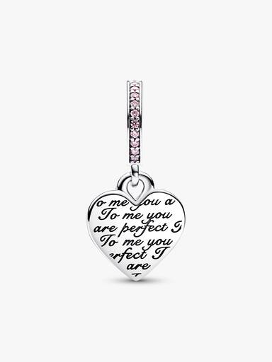 Two-tone Infinity Heart Double Dangle Charm