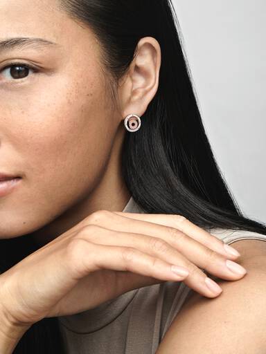 Pandora Signature Two-tone Logo Circles Stud Earrings