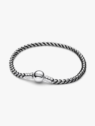 Braided sterling silver box chain bracelet with black textile cord