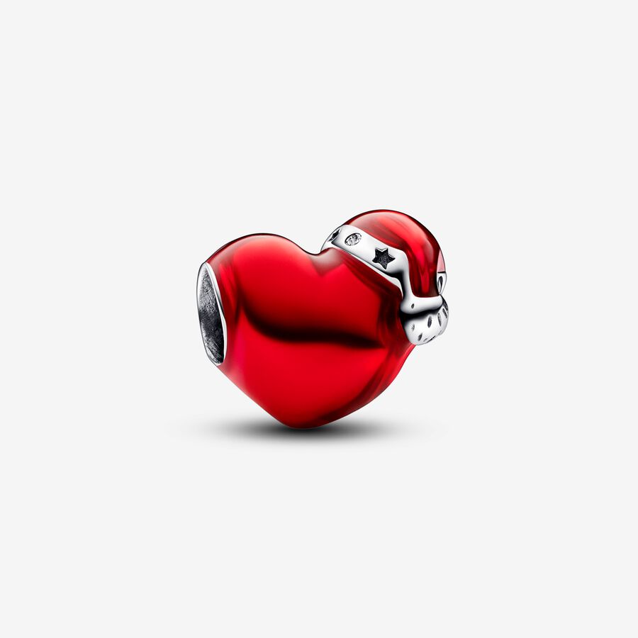 تعليقة سوار على شكل قلب معدنيّ أحمر خاص بعيد الميلاد image number 0