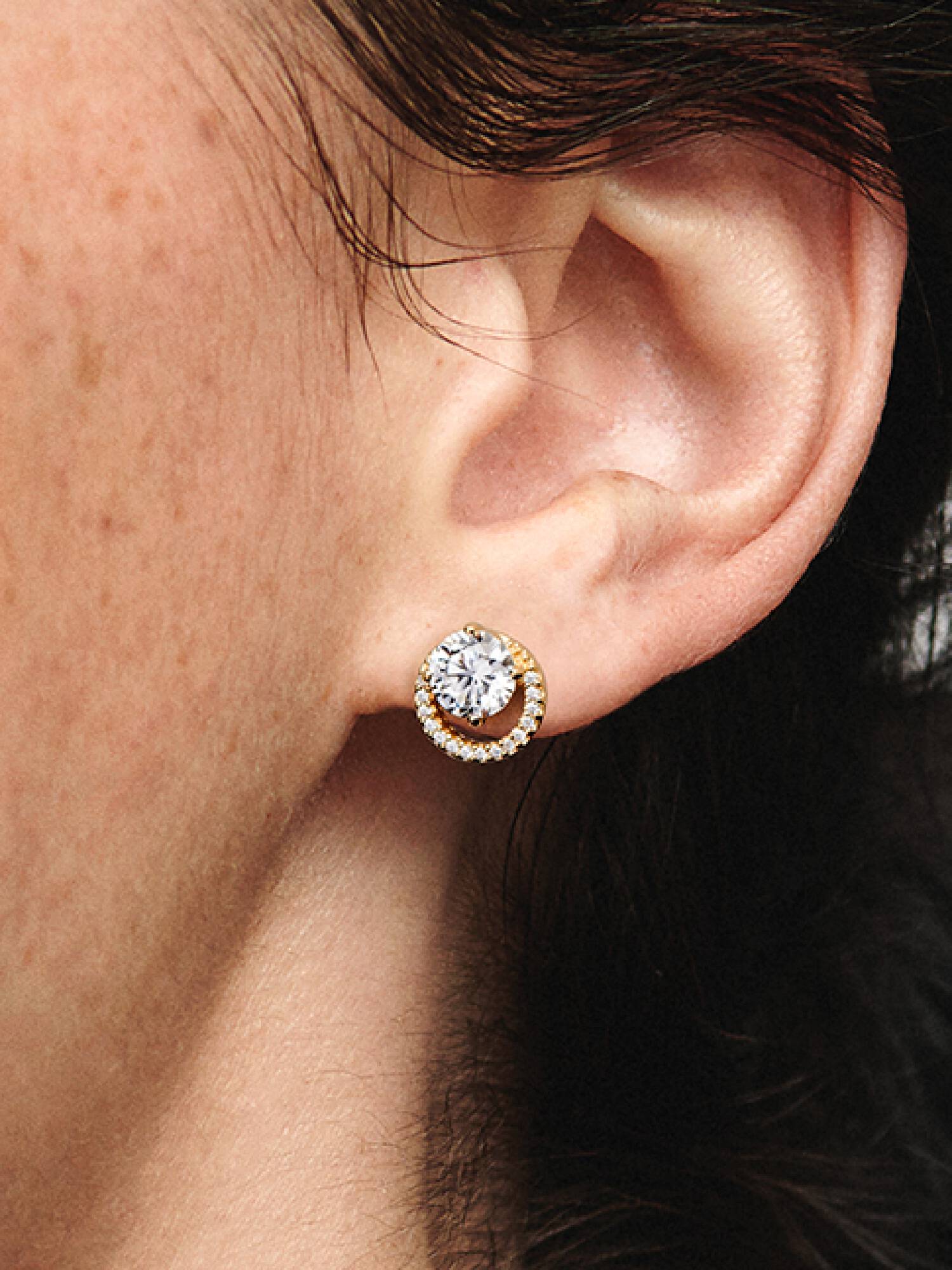 Sparkling Round Halo Stud Earrings