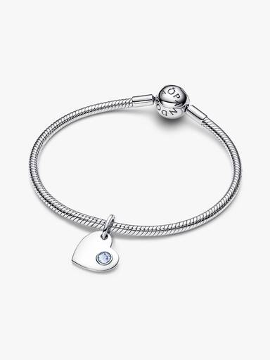 Engravable Heart Aqua Blue Stone Dangle Charm
