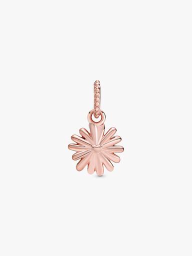 Daisy 14k rose gold-plated dangle with clear cubic zirconia and shaded pink enamel