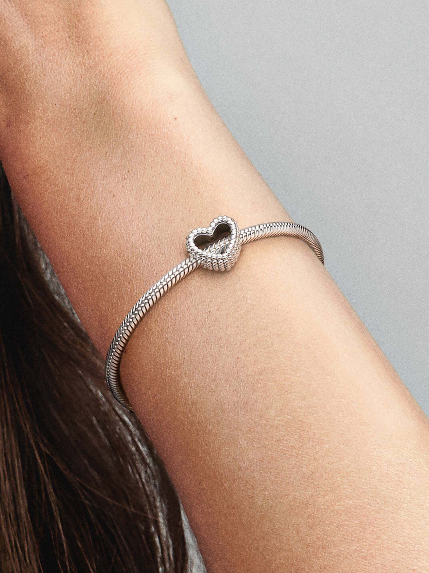 Beaded heart silver charm