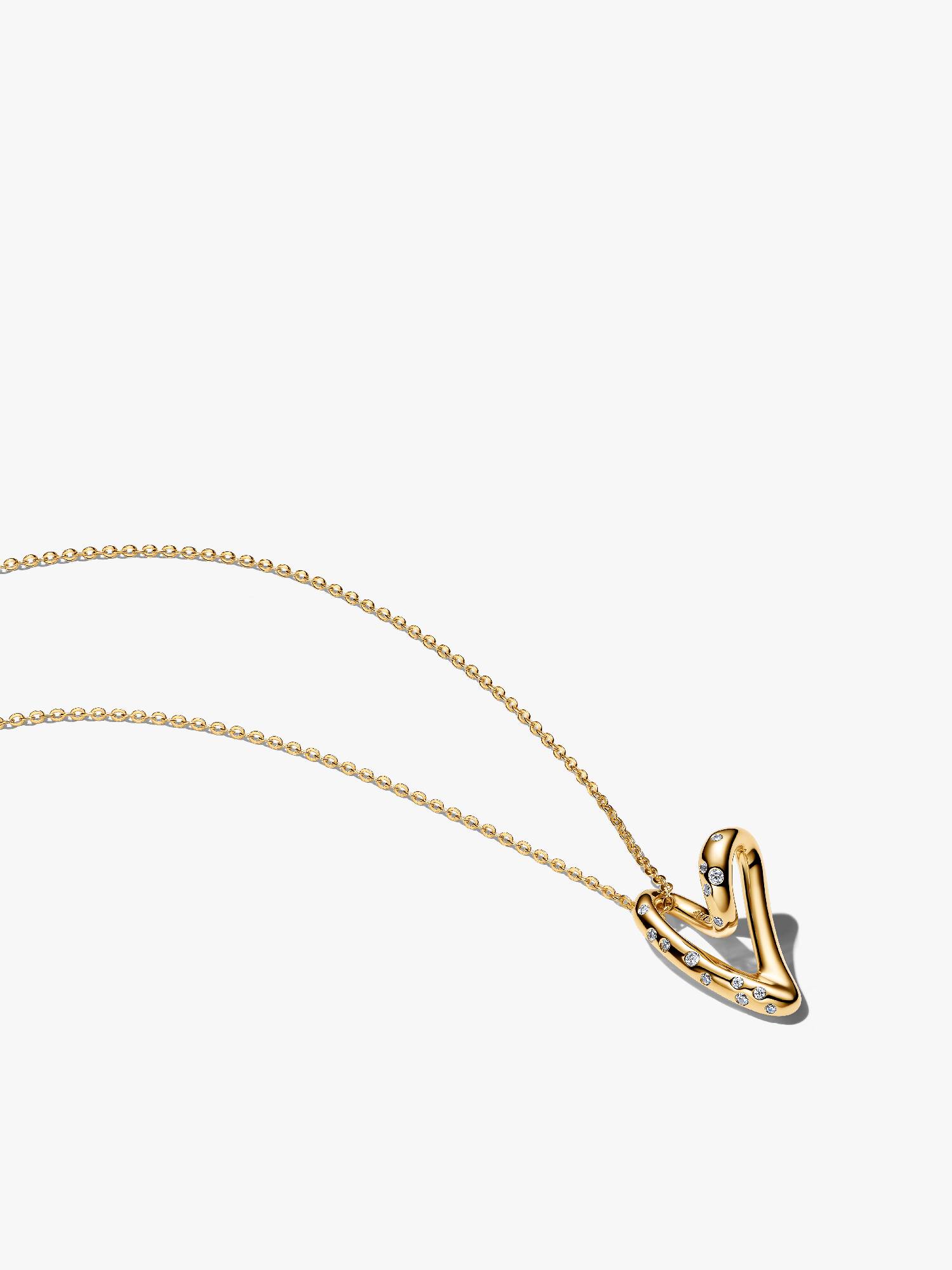 Organically Shaped Stone-Set Heart Pendant Necklace 