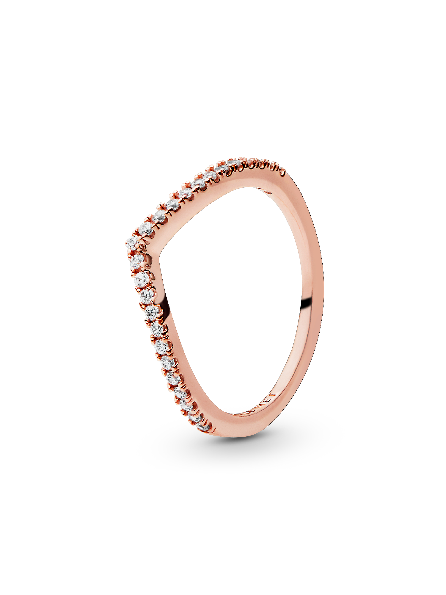 Wishbone 14k rose gold-plated ring with clear cubic zirconia