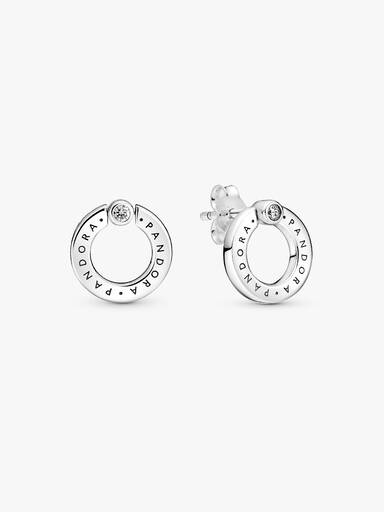 Pavé & Logo Circle Reversible Stud Earrings
