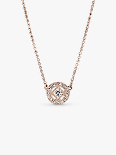 14k Rose gold-plated collier with clear cubic zirconia