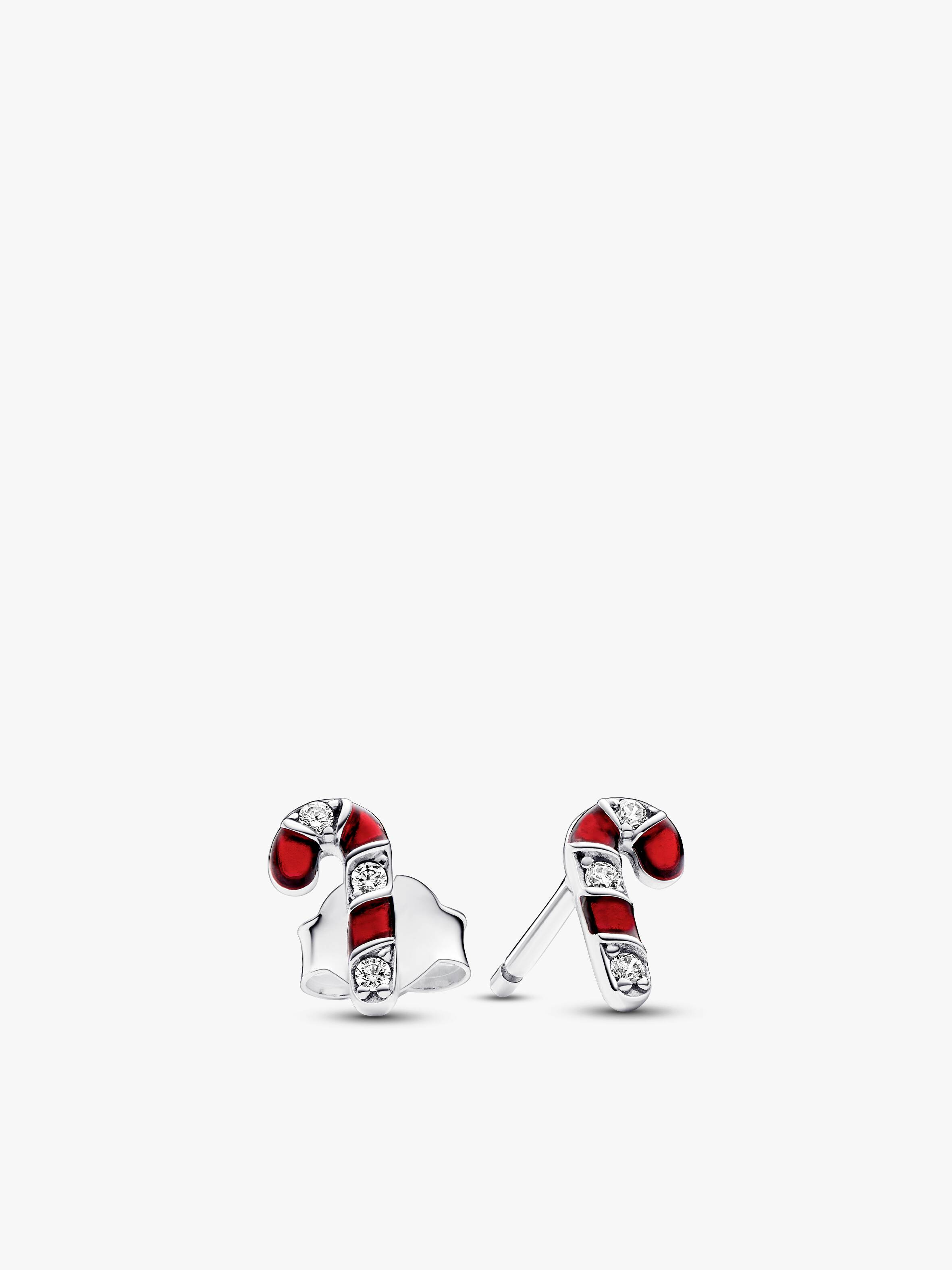 Sparkling Red Candy Cane Stud Earrings