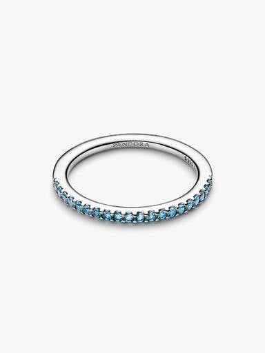 Sterling silver ring with aquarius blue crystal