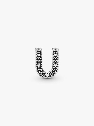 Letter U silver charm