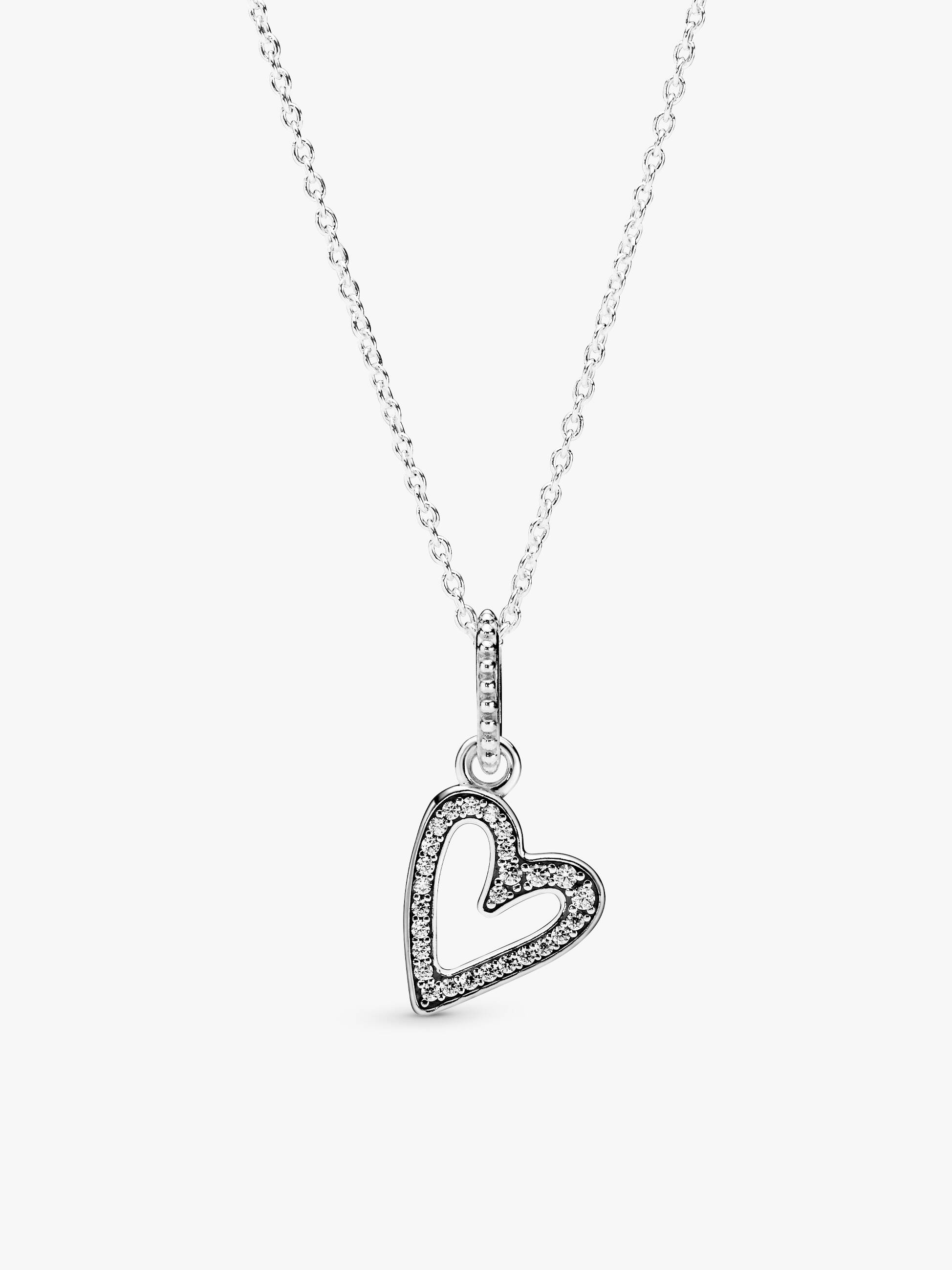 Sparkling Freehand Heart Pendant Necklace