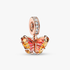 Pink & Yellow Murano Glass Butterfly Dangle Charm Pink & Yellow Murano Glass Butterfly Dangle Charm