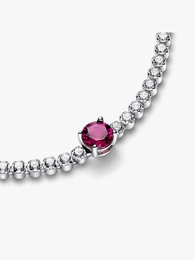 Red Sparkling Round Pavé Tennis Bracelet