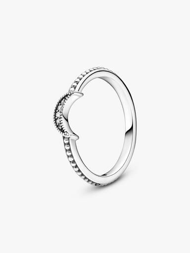 Crescent Moon Beaded Ring