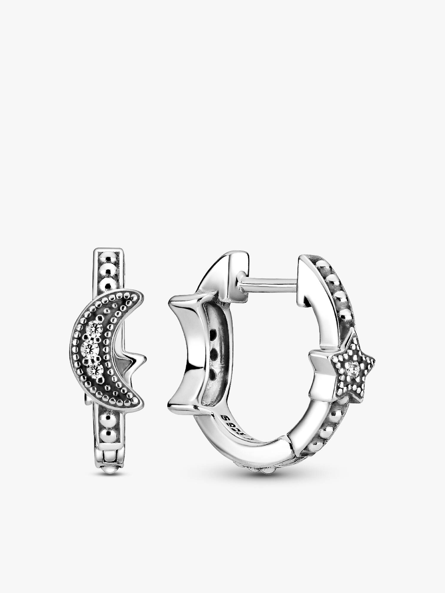Crescent Moon & Stars Beaded Hoop Earrings
