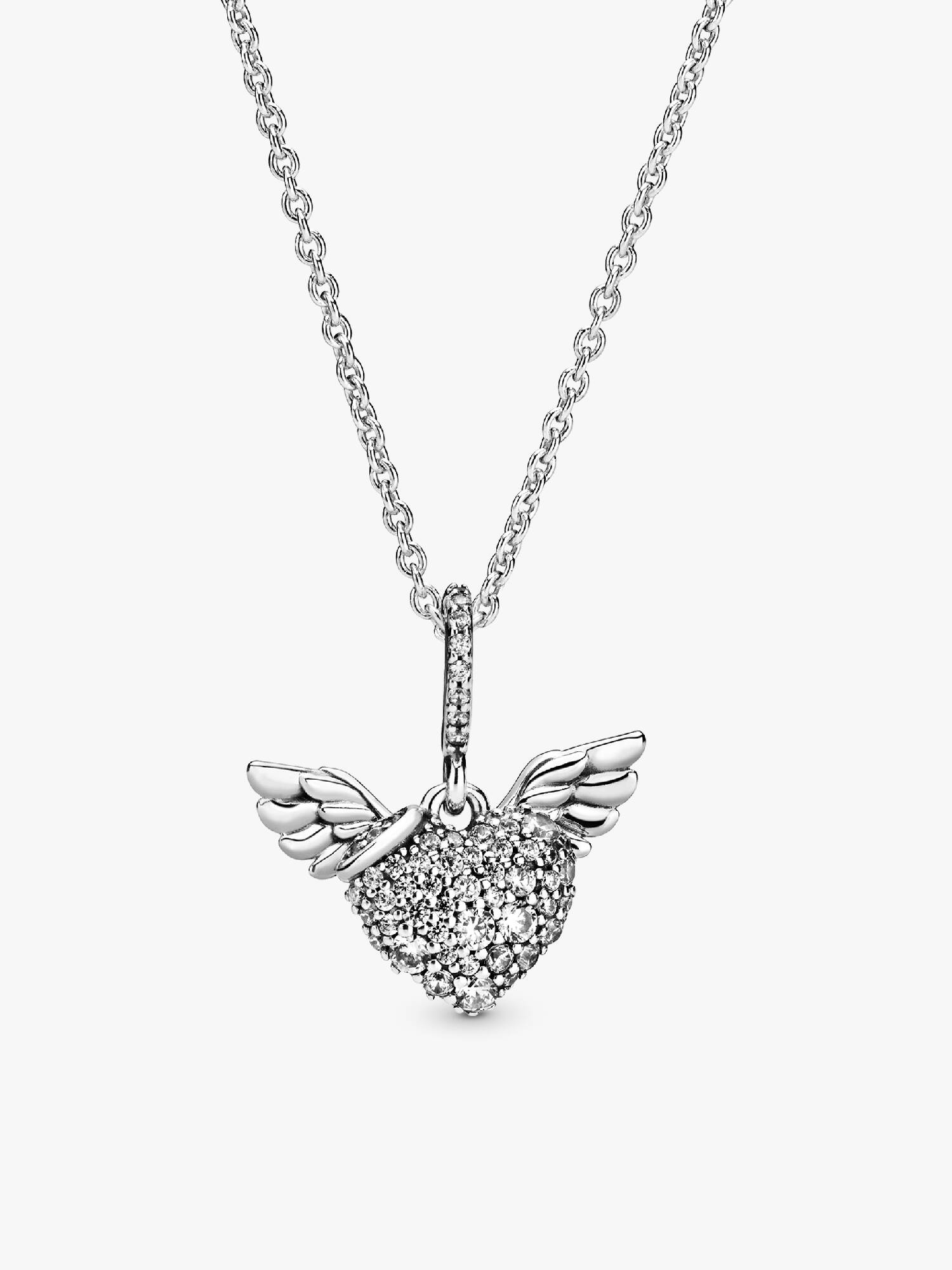 Pavé Heart & Angel Wings Necklace