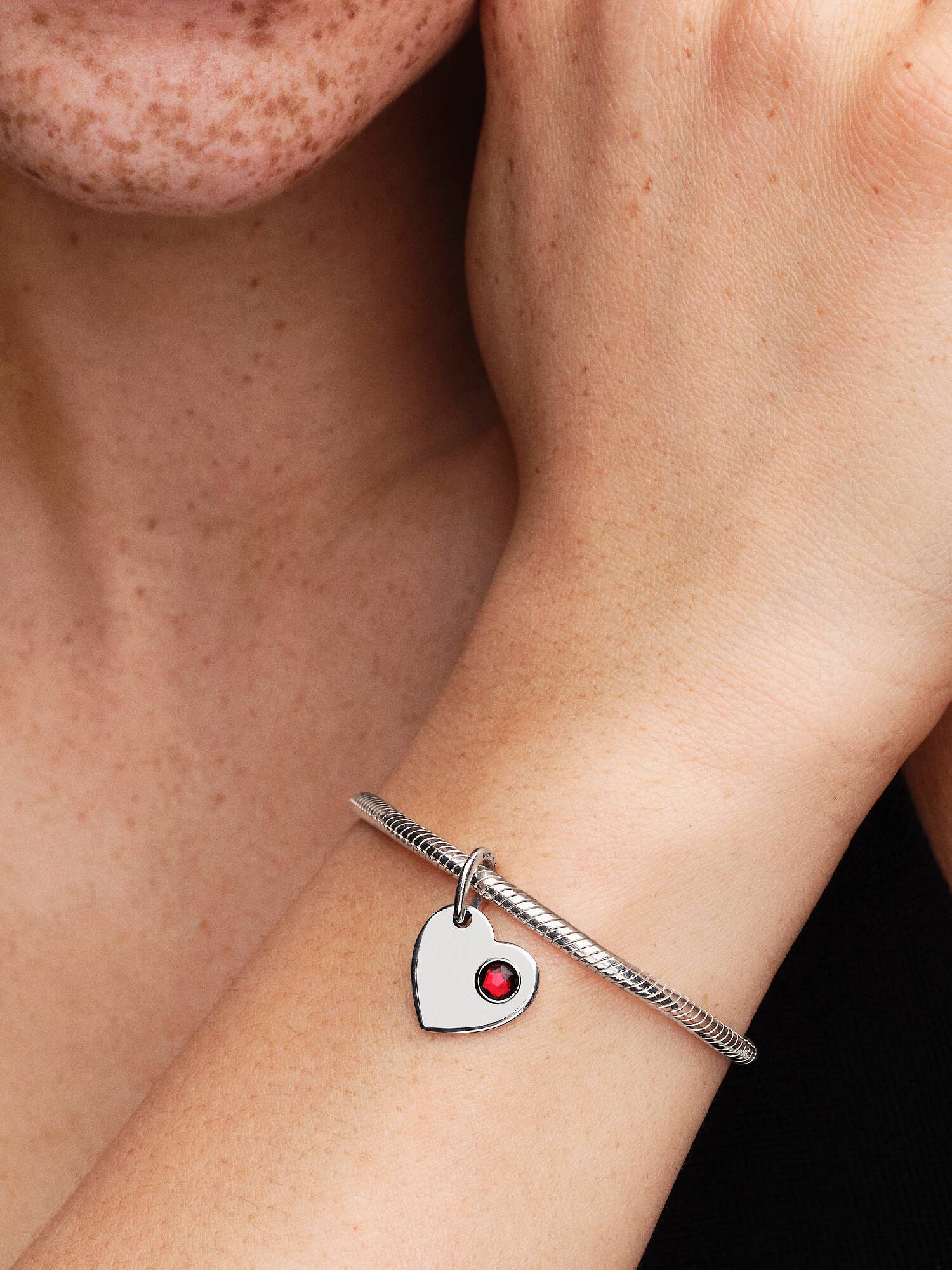 Engravable Heart Red Stone Dangle Charm