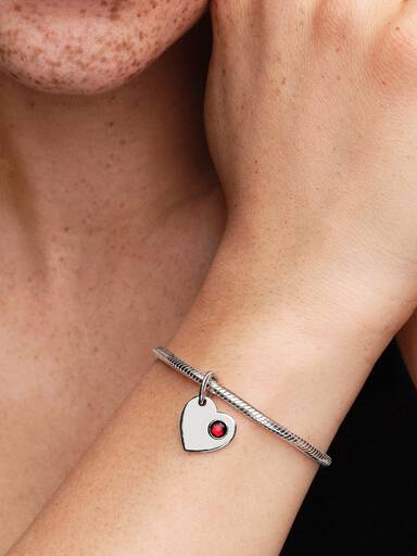 Engravable Heart Red Stone Dangle Charm