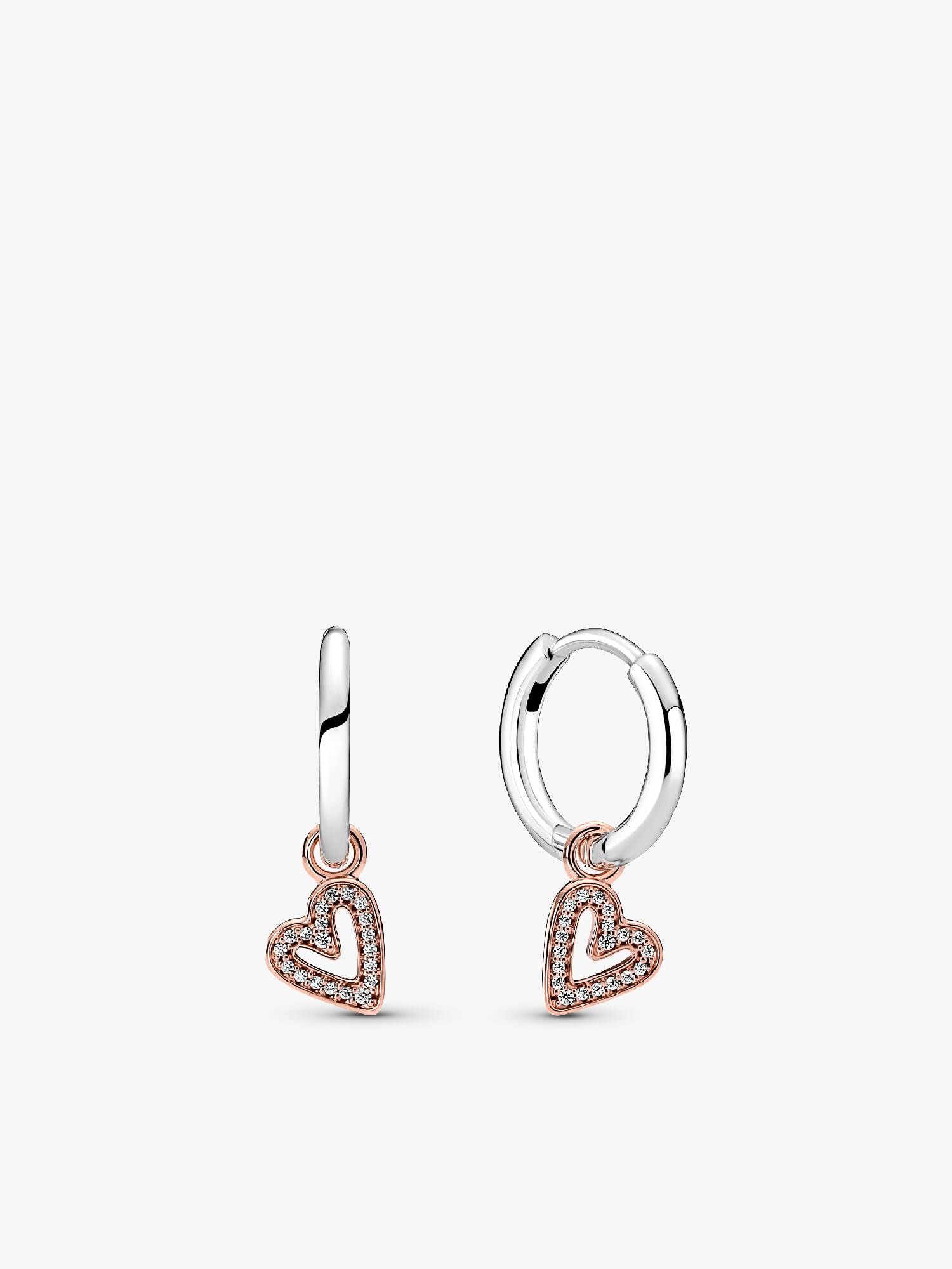 Sparkling Freehand Heart Hoop Earrings