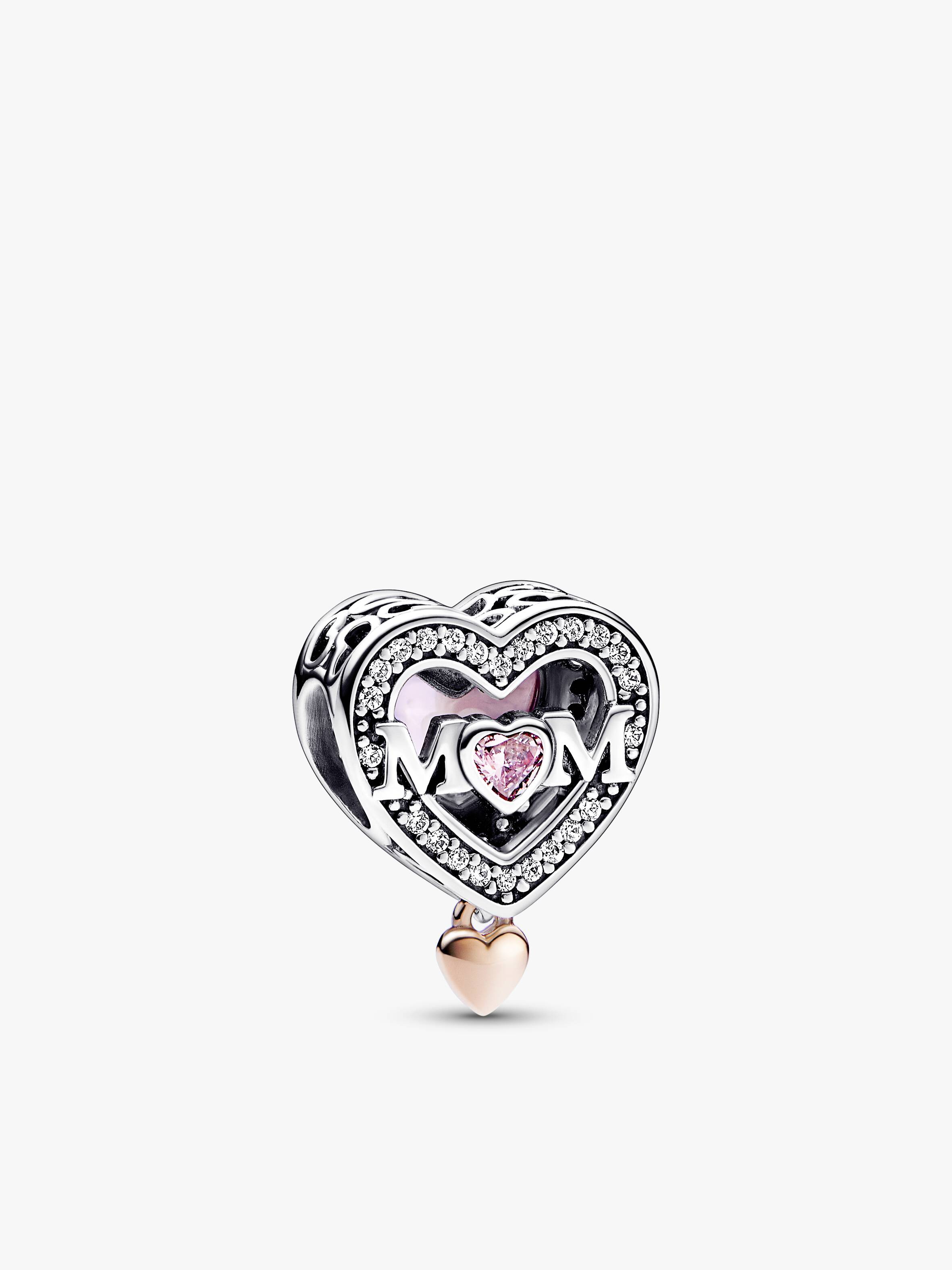 Two-tone Openwork Mum & Heart Charm